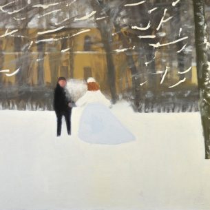 Ю. Сопина. Жених и невеста. Х.м., уголь. 80 х 100. 2021