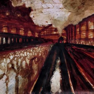 Юлия Резникова “Гардероб” 2024 г, бумага, тушь, чернила, акрил. 65,5-45